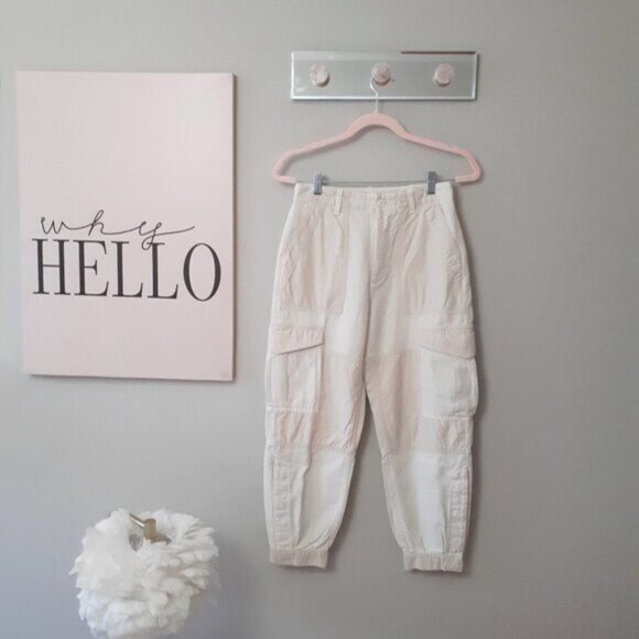 NWOT Citizens of Humanity two tone beige cargo cotton linen surplus pants 24 - Picture 7 of 13